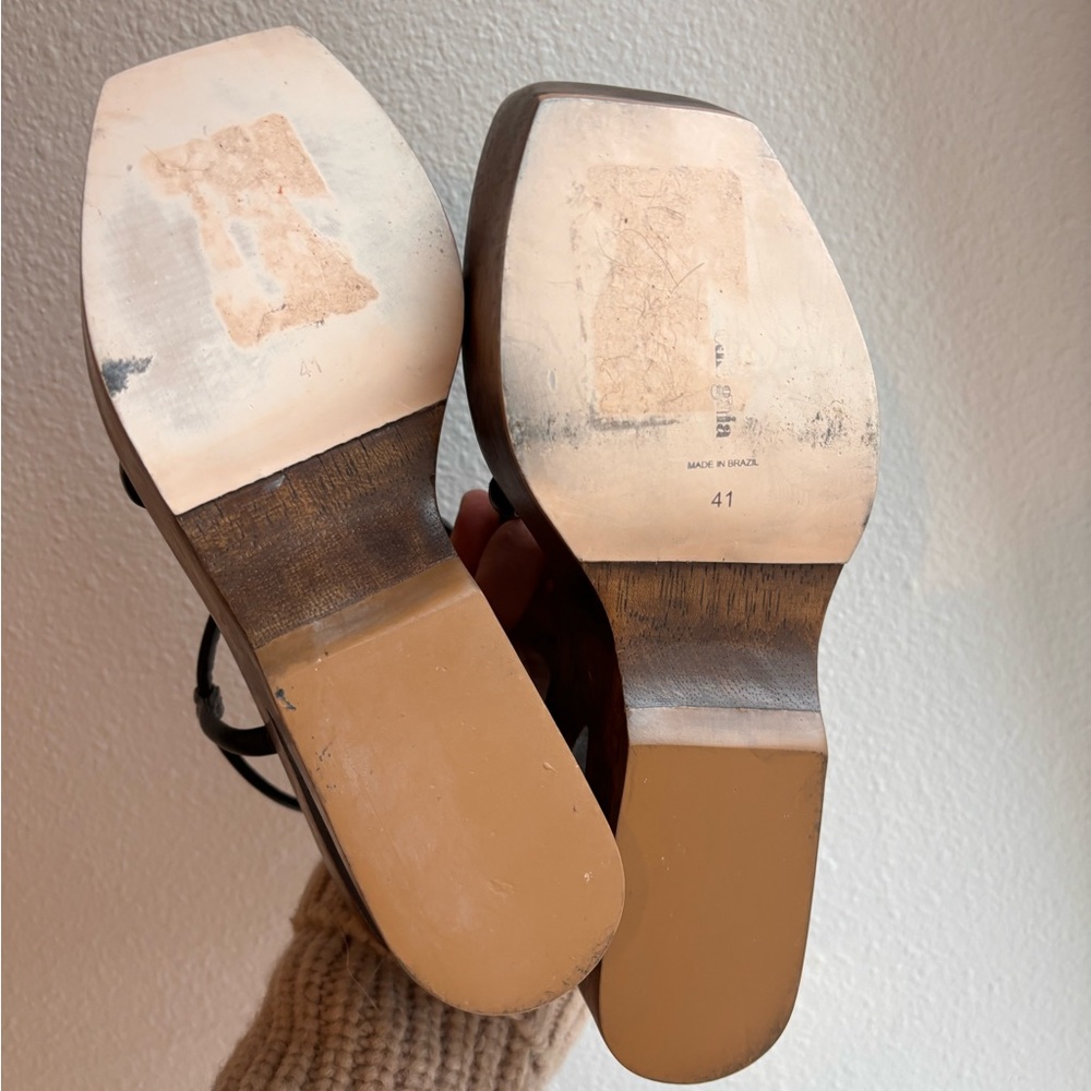Cult Gaia Nela Wooden Platform Sandals Shoes Size 41 EU 11 US Black - Picture 11 of 12